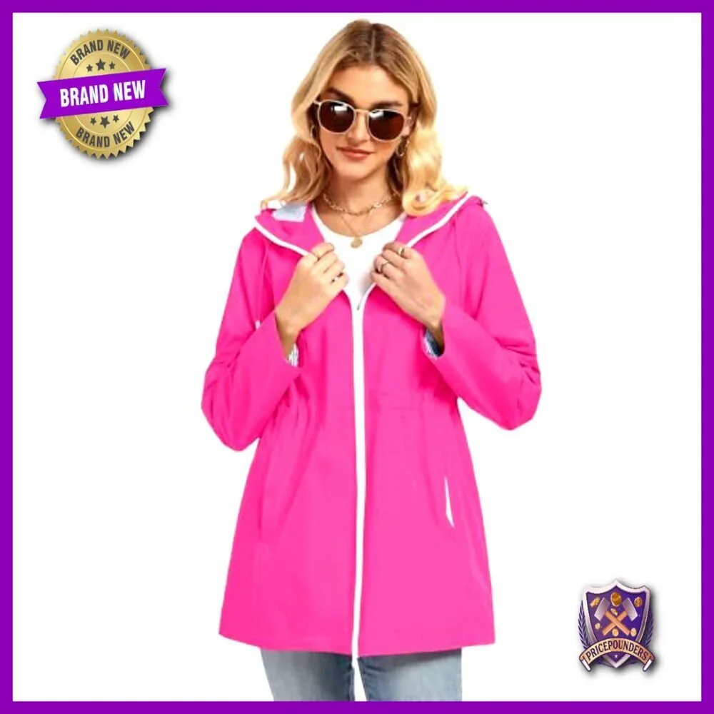 Lined Waterproof Trench Coat Windbreaker Hooded Raincoat Women's Chic Outerwear